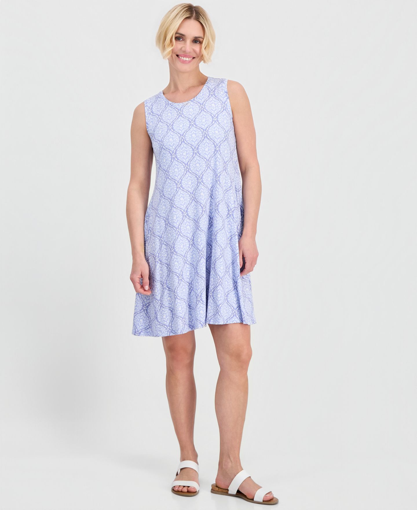 Женское платье Style & Co Petite Printed Sleeveless Knit, цвет: Синий — фото 1