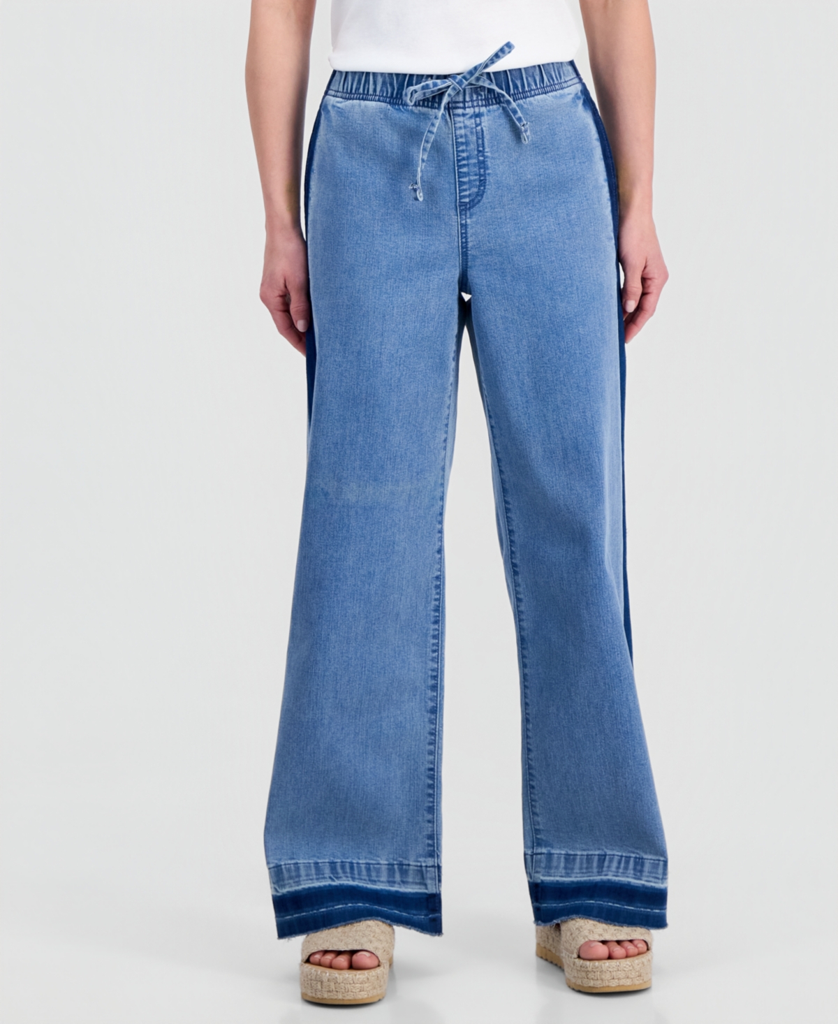 Style & Co Petite High-Rise Two-Tone Pull-On Wide-Leg Pants, Macy's Exclusive