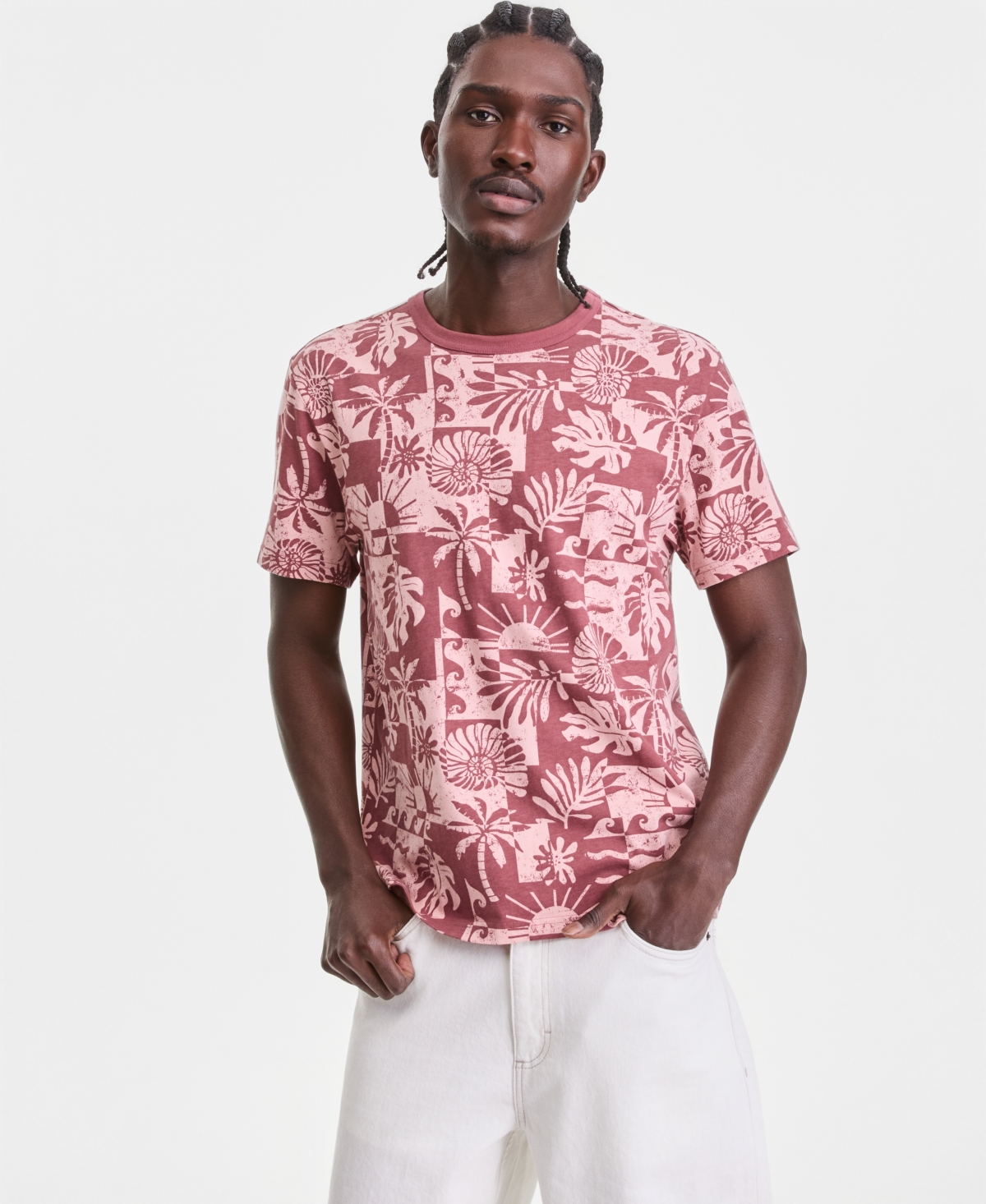 Sun + Stone Men's Cotton Tropical-Print Short-Sleeve T-Shirt, Macy's Exclusive