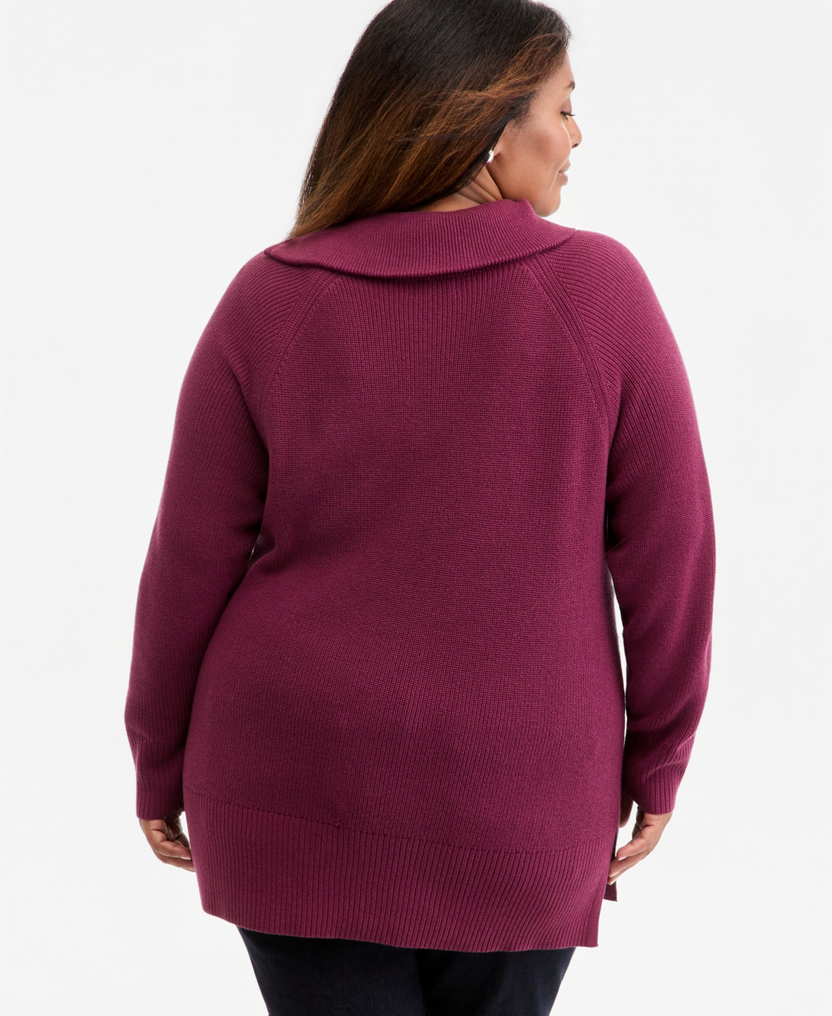 Style & Co Plus High-Neck Zip Sweater, Macy's Exclusive