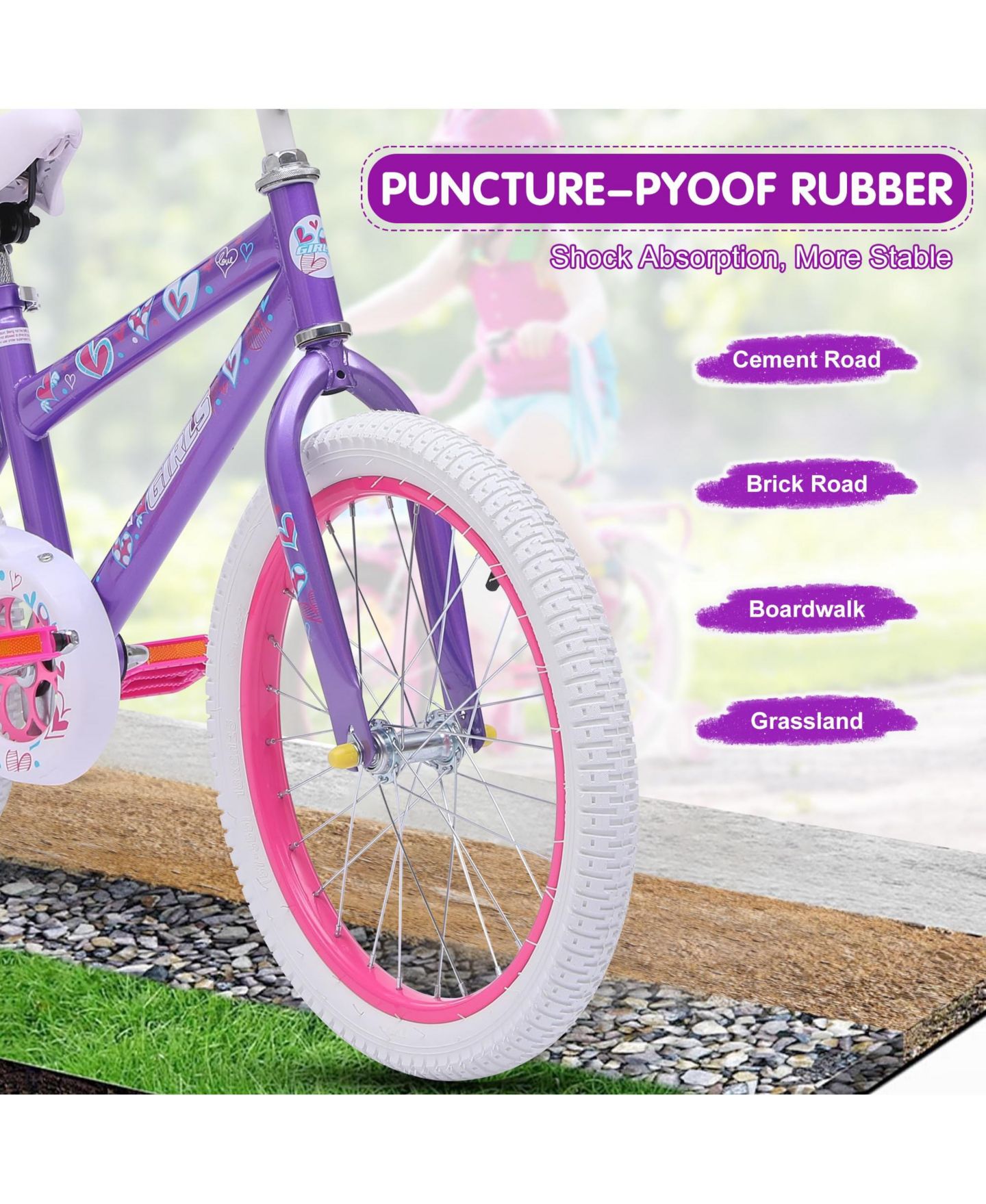 Детская игрушка SUGIFT 20-inch Kids Bike with Adjustable Saddle and Handlebar for 3-8 Years Olds, цвет: Фиолетовый — фото 7