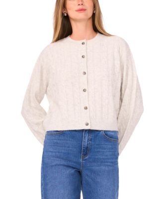 Women's Long Sleeve Crewneck Cardigan Sweater