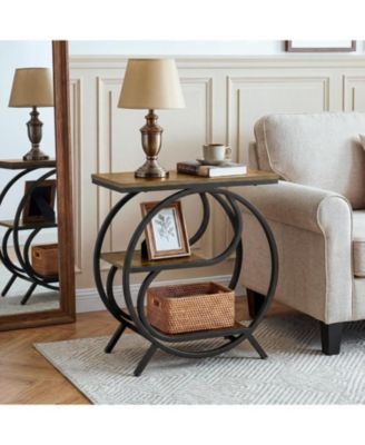 3-Tier Industrial End Table, Side Table for Living Room, Small Rectangle Nightstand