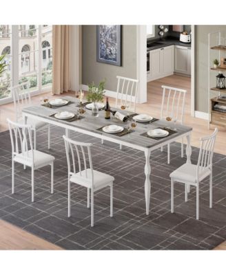 Rectangular Dining Table for 4 to 8 with Curved Metal Legs