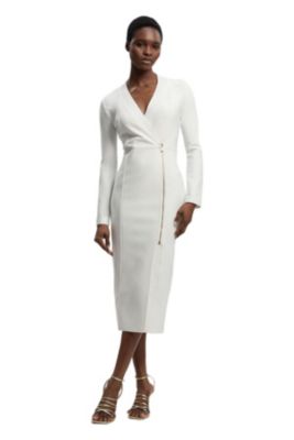 Women's Bandage Zip Detail Midi Dress