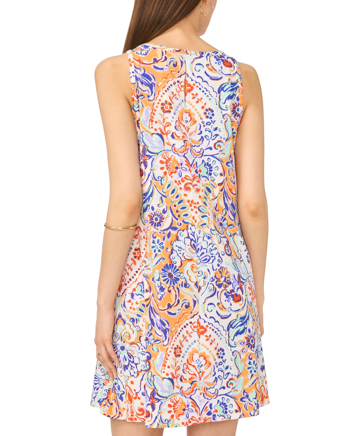 Msk Petite Printed Jersey Round Neck Shift Dress