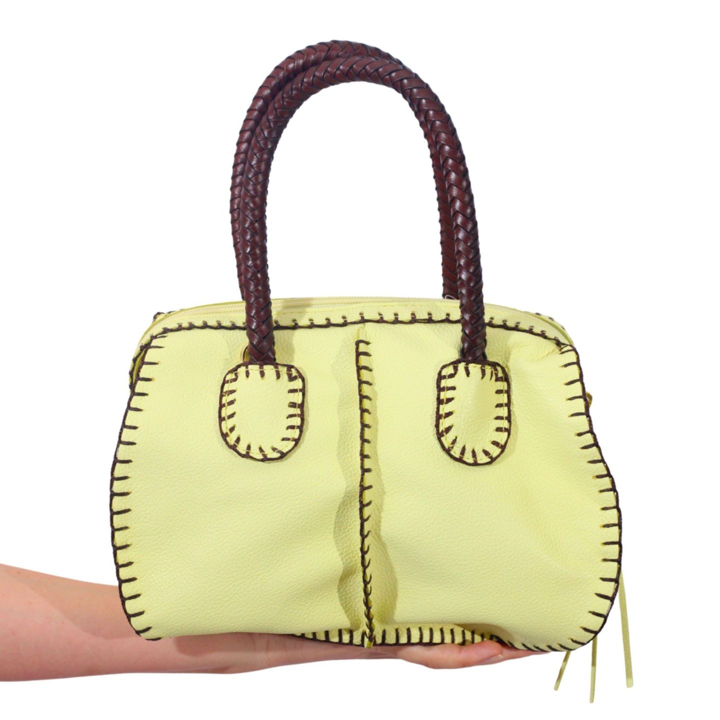Сумка Carlos Falchi Mini Barrel Leather, цвет: Лимонный — фото 3