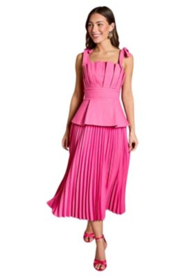 Women's Bow Shoulder Peplum Midi Dress