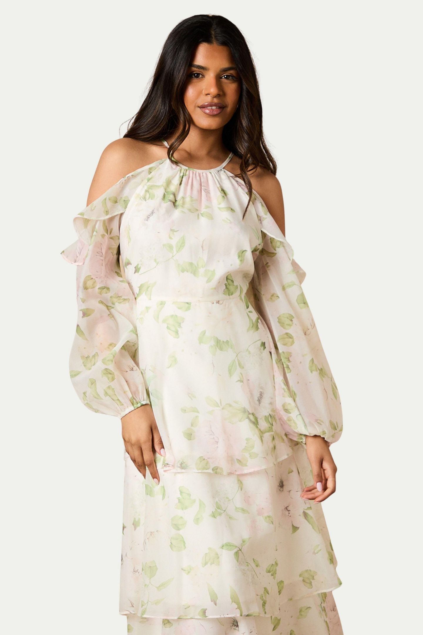 Женское платье Oasis Organza Cold Shoulder Midi — фото 4