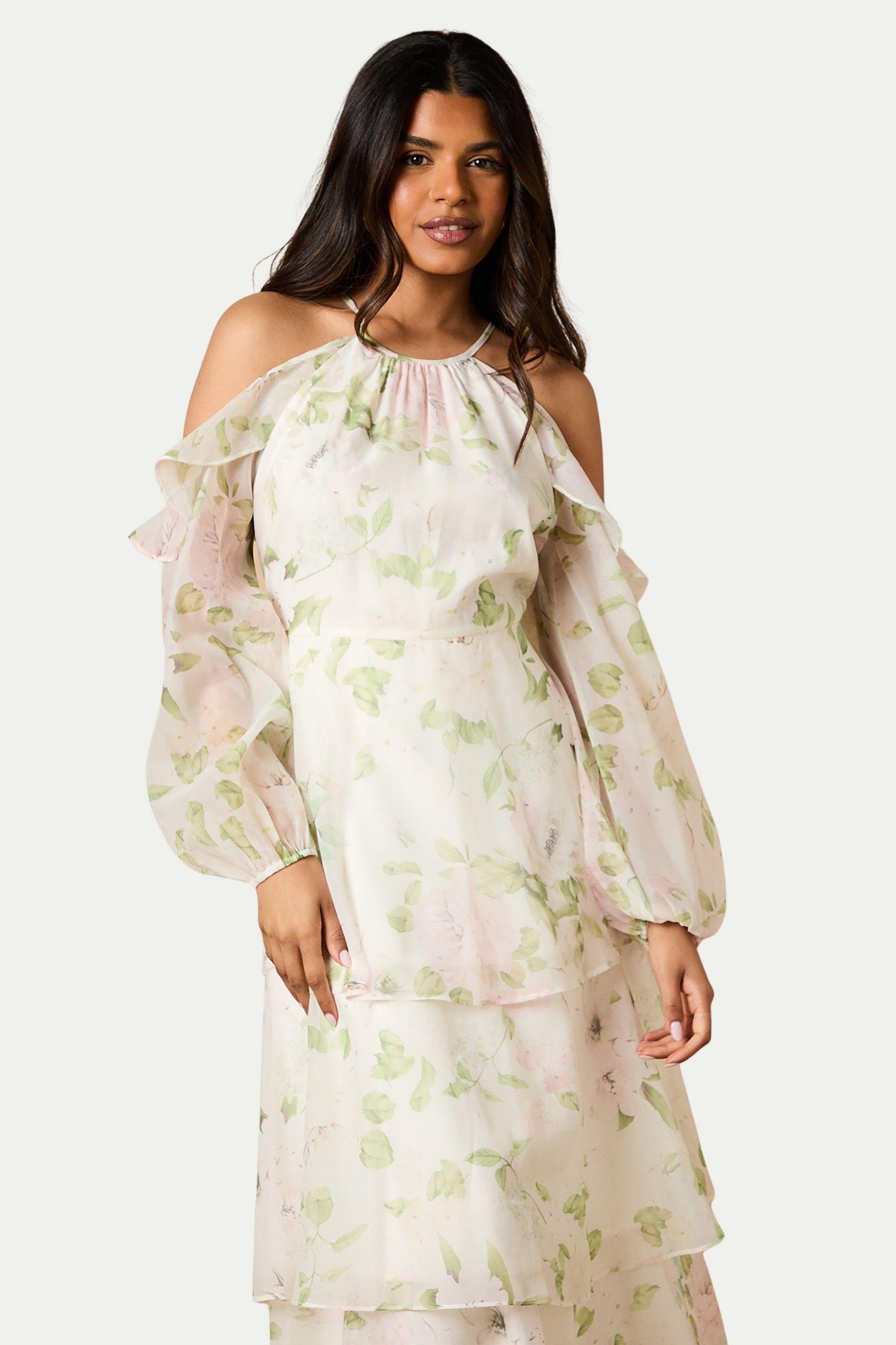 Oasis Women's Organza Cold Shoulder Midi Dress