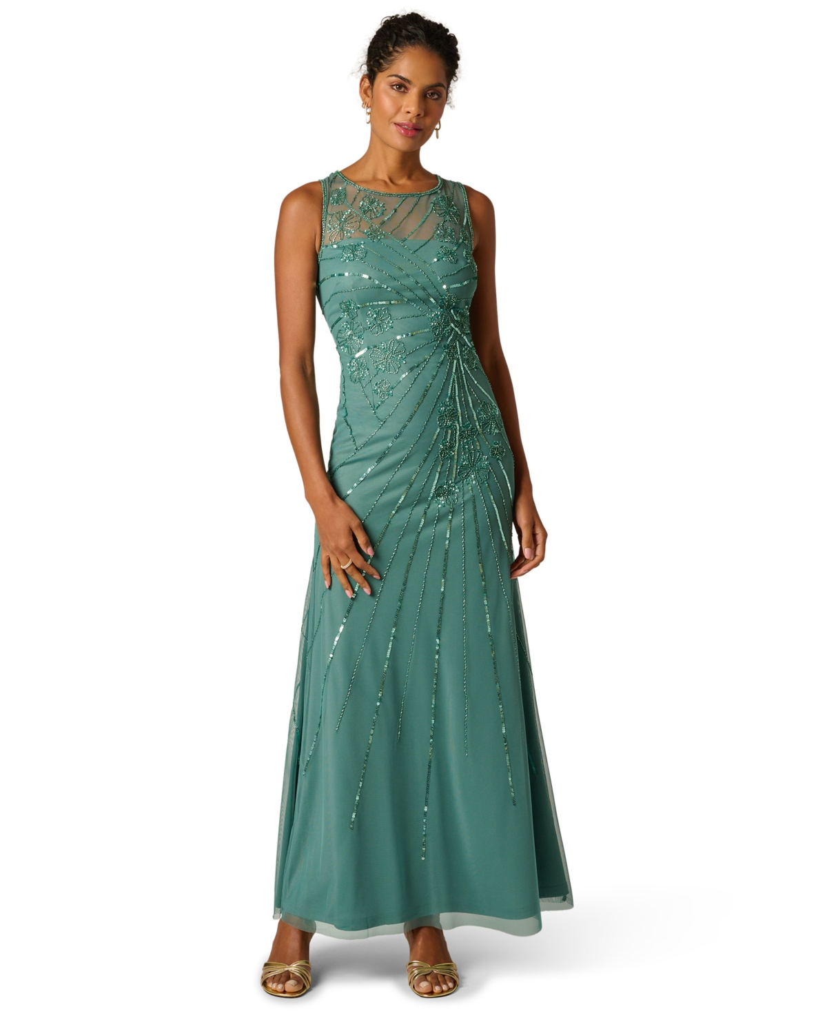 Women's Crewneck Beaded Maxi Dress - GREENSLATE