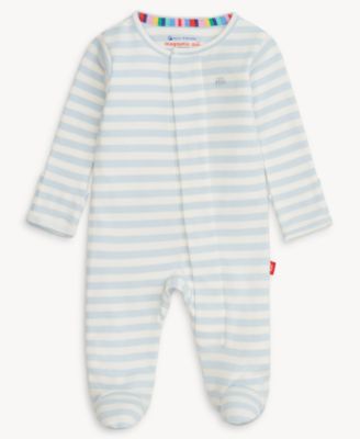Magnetic Me Baby Boys' and Girls' Long-Sleeve Striped Coverall - Blue Stripe/White