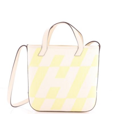 27 Cabas H en Biais Tote Canvas with Leather