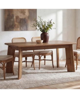 Solid Wood Dining Table for 4-6 People, 63 Inches Dining Room Table, Vintage Rectangle Kitchen Table