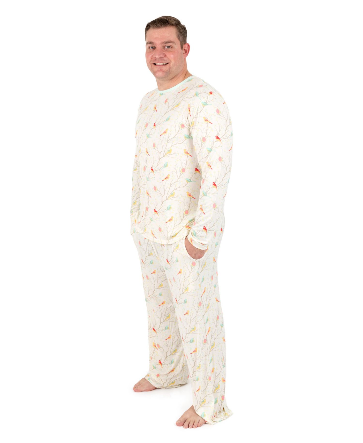 Men's Matching Family Two-Piece Cooling Bamboo Viscose Long Sleeve Pajamas