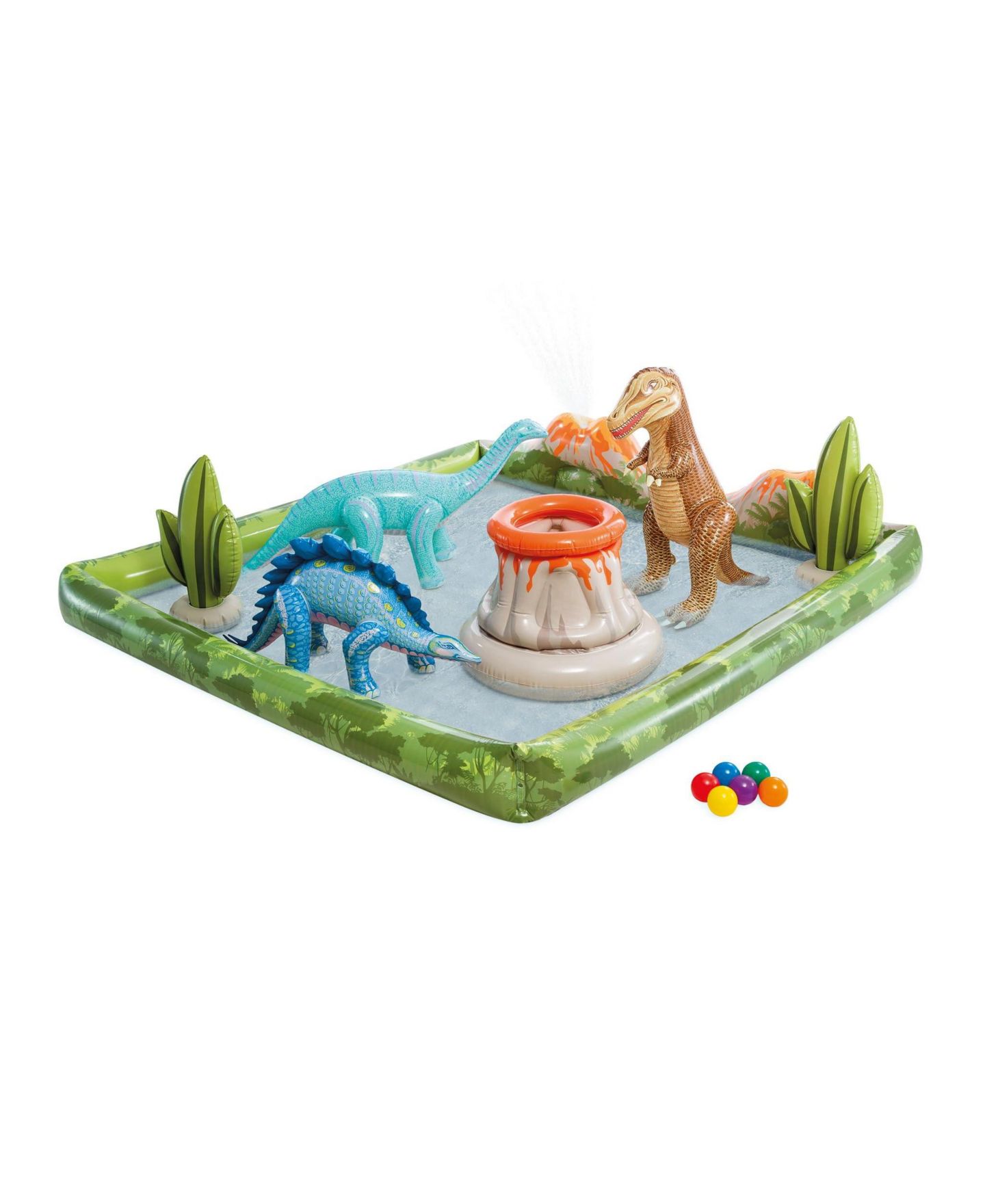Детские игрушки GNUADZ Jurassic Adventure Inflatable Kiddie Pool Slide Sprayer Dinosaurs, цвет: Разноцветный — фото 4
