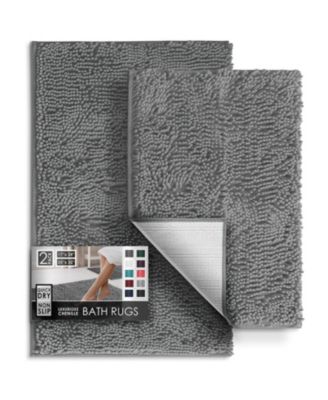 Hearth and Harbor Chenille Bath Rug 2-Piece Set - Contour and Small (20"x24" and 17"x24"), Quick-Dry, Machine-Washable, Non-Slip