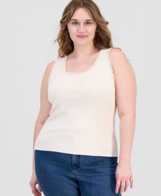 Women's Sleeveless Lace-Trim Tank Top