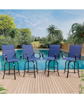 4 PCS Outdoor Swivel Bar Stools Set, All Weather High Back and Armrest Patio Chairs for Deck