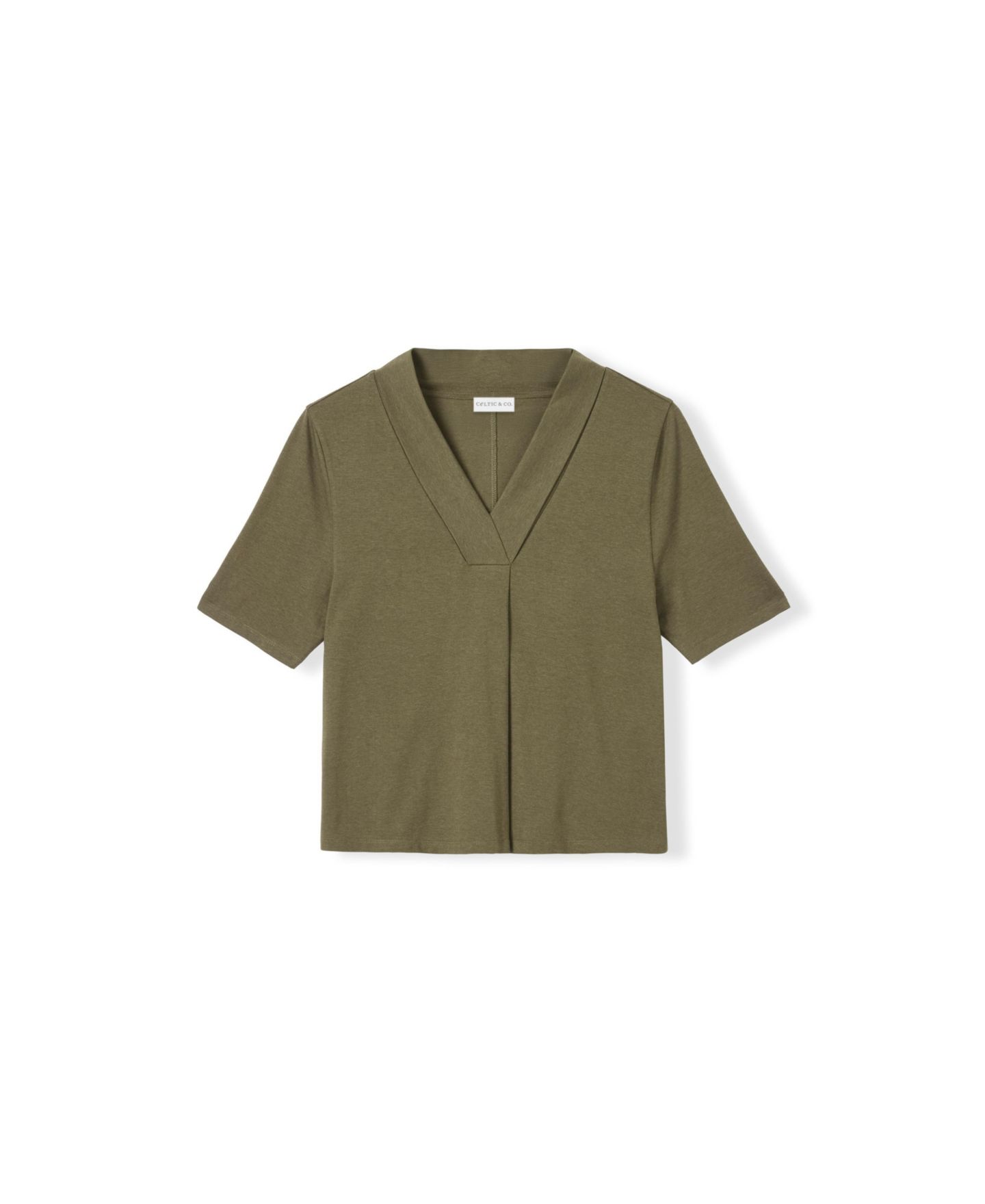 Женская футболка Celtic & Co. Relaxed V Neck, цвет: Тёмный оливковый — фото 4
