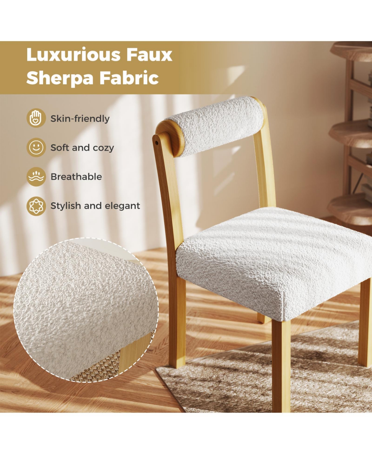 Slickblue Rubber Wood Dining Chair Set of 2 with Cylinder Back Design