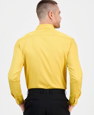 yellow dress shirt slim fit Yellow chest full ruffle slim fit dress shirt with French cuffs   Connaisseur Paris