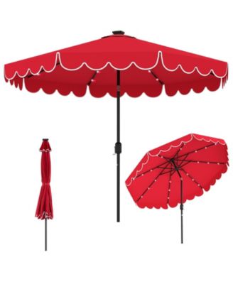 Outdoor Solar Umbrella with 24 LED Lights Patio Canopy