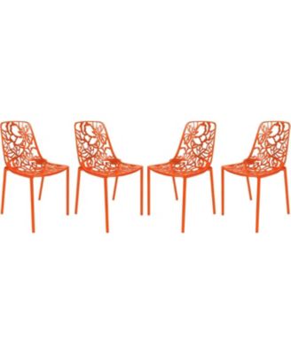 Devon Patio Dining Chair Set of 4 Aluminum Stackable Design Side Chair, Weather Resistant Metal Chair, UV Protected