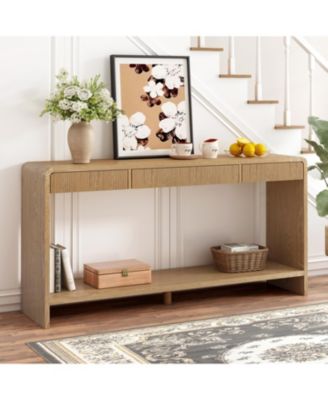 Modern 3-Drawer Console Table - Slat Design