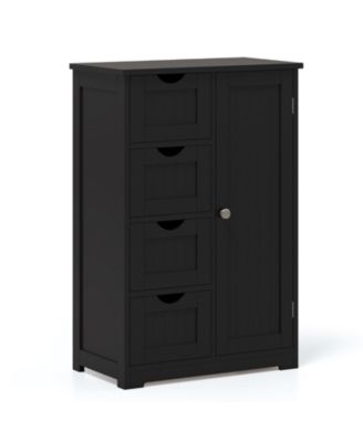 Bathroom Floor Cabinet Storage Organizer Cupboard w/ 4 Drawers Adjustable Shelf