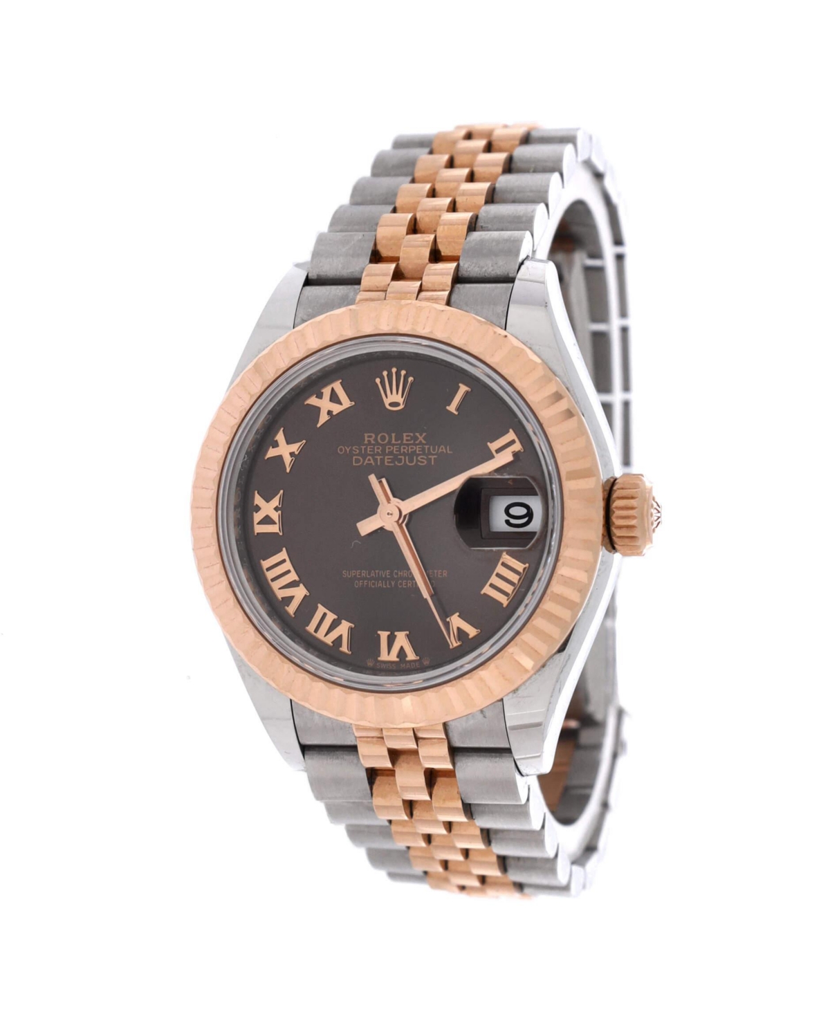 Pre-Owned Rolex Oyster Perpetual Datejust Chocolate Brown Automatic Watch in Stainless Steel and Rose Gold 28mm