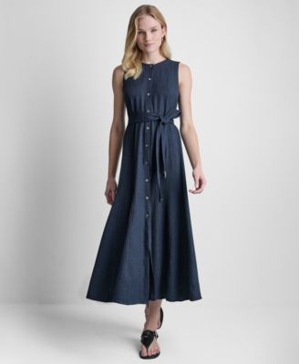 Women's Sleeveless Belted Midi Dress