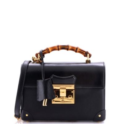 Small Padlock Bamboo Shoulder Bag Leather