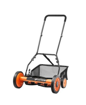 18inch  Push Reel Lawn Mower, 5-Blade Manual Mower,  Adjustable Cutting Height, Includes Grass Catcher Bag