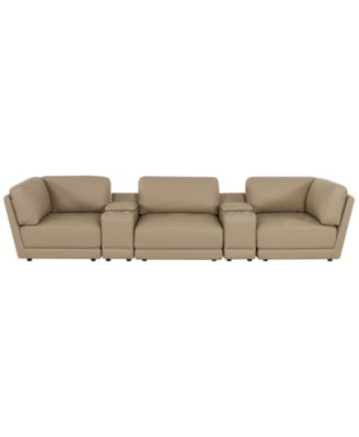 Versa 5-Pc. Leather Sofa with 2 Consoles