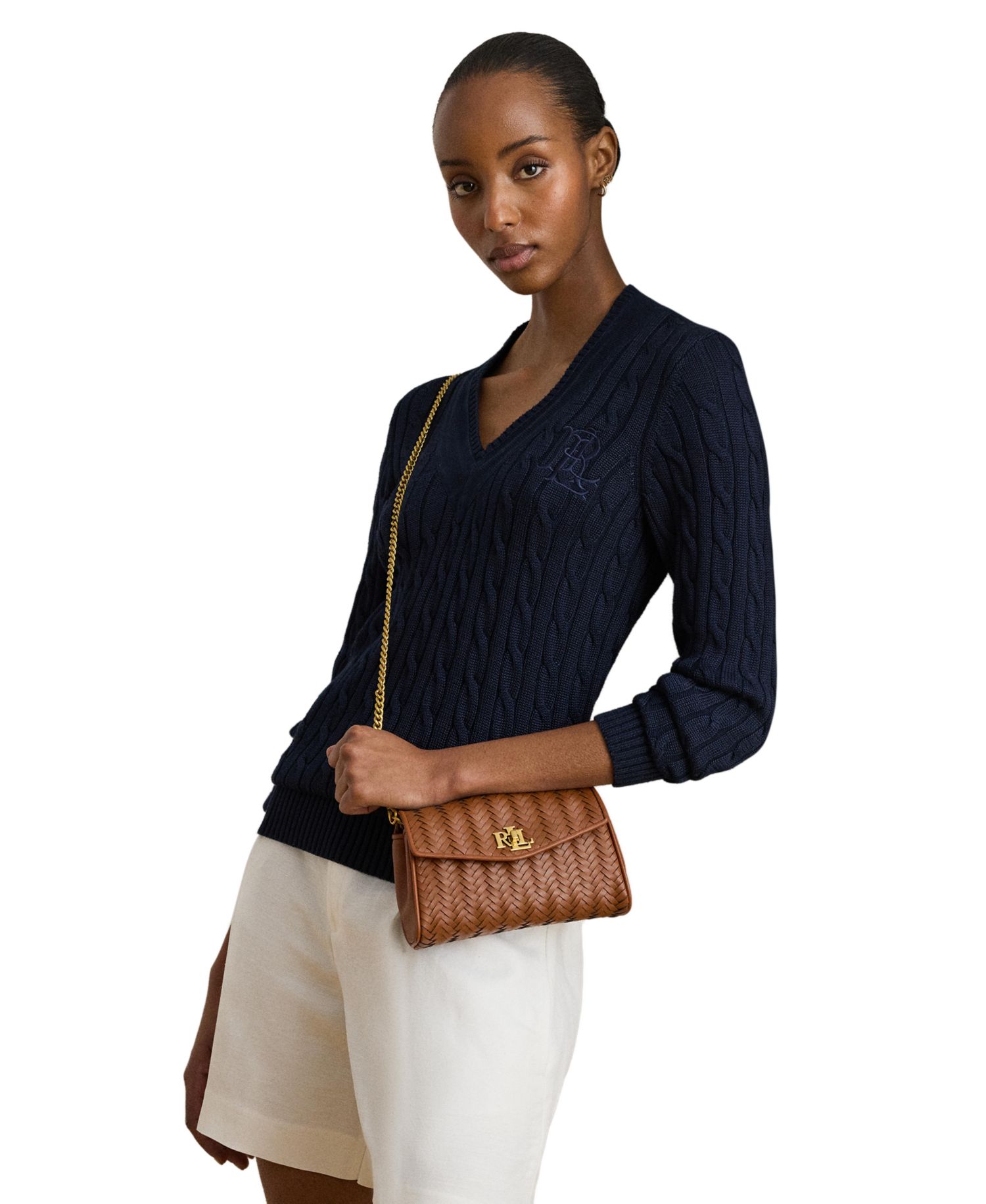 Turn-Lock Woven Leather Wristlet