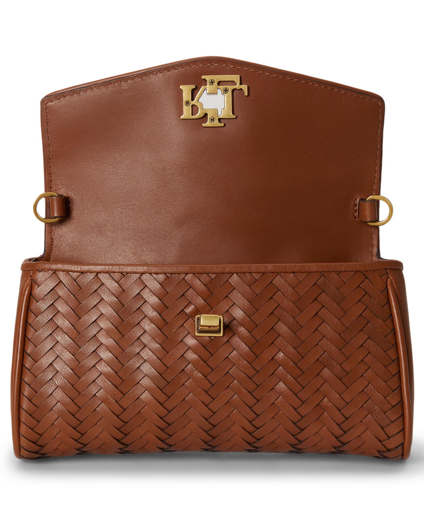 Женская сумка Lauren Ralph Lauren Turn-Lock Woven Leather Wristlet, цвет: Рыжевато-коричневый — фото 7