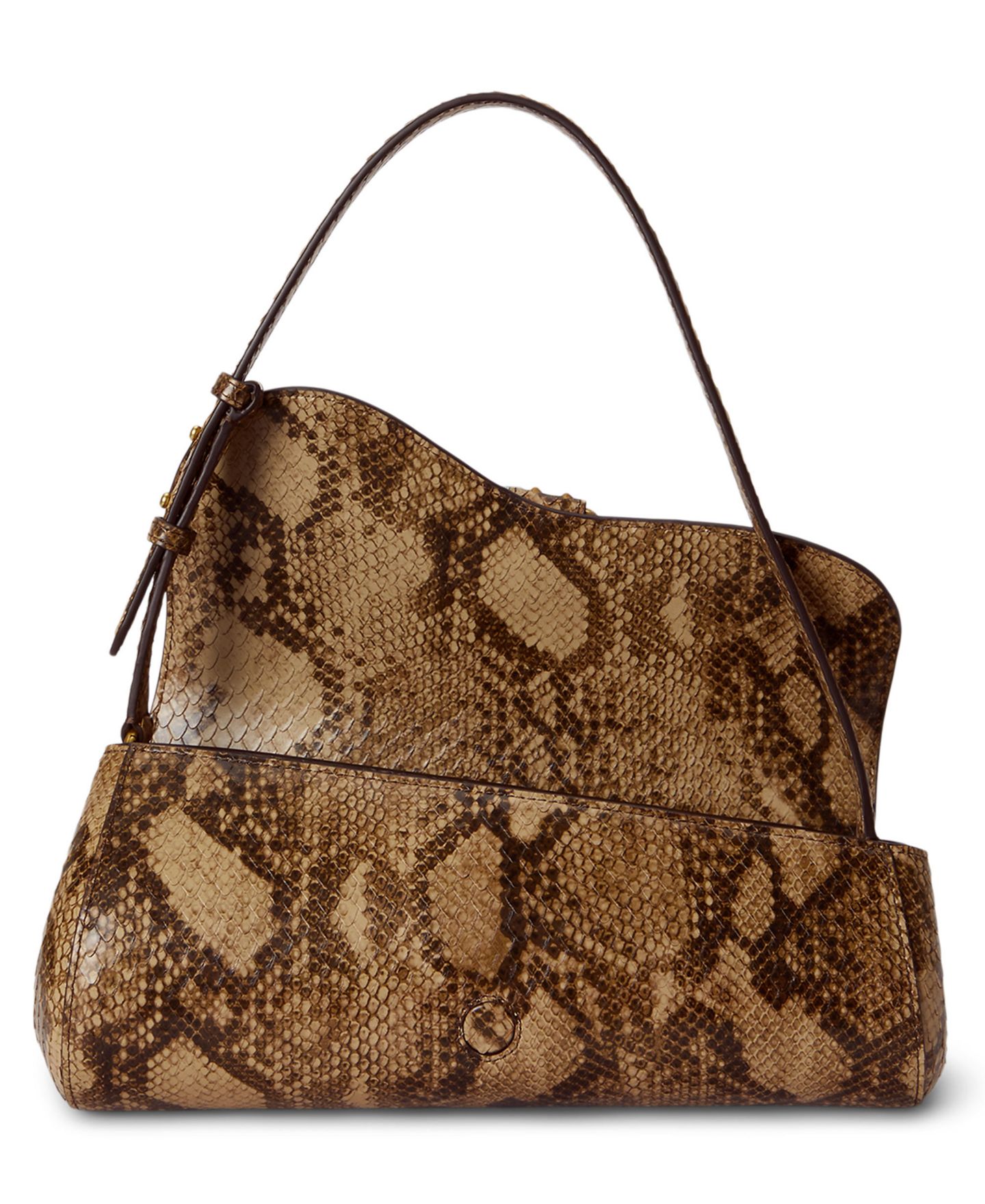 Женская сумка Lauren Ralph Lauren Tasha Embossed Leather East-West Small Shoulder, цвет: Рыжевато-коричневый разноцветный — фото 7