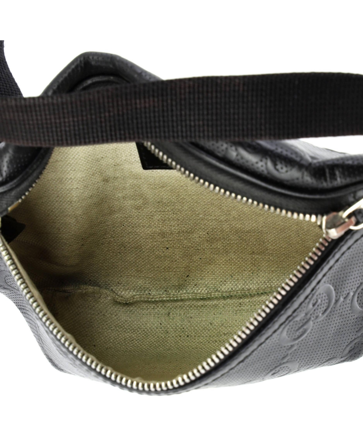 Pre-Owned Gucci Small Belt Bag Gg Embossed Perforated Leather
