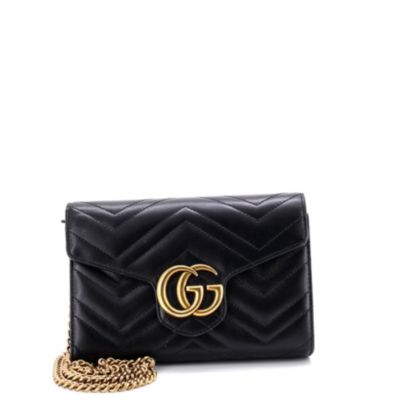 Mini GG Marmont Chain Wallet Matelasse Leather