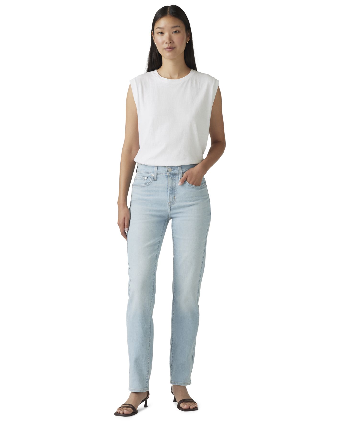 Женские джинсы Levi's 724 Straight-Leg, цвет: Индиго светлый — фото 3