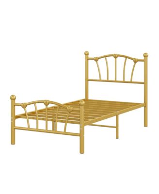 Heart-Shaped Metal Platform Bed Frame with Headboard and Footboard, Quiet Slat Support, No Box Spring Needed