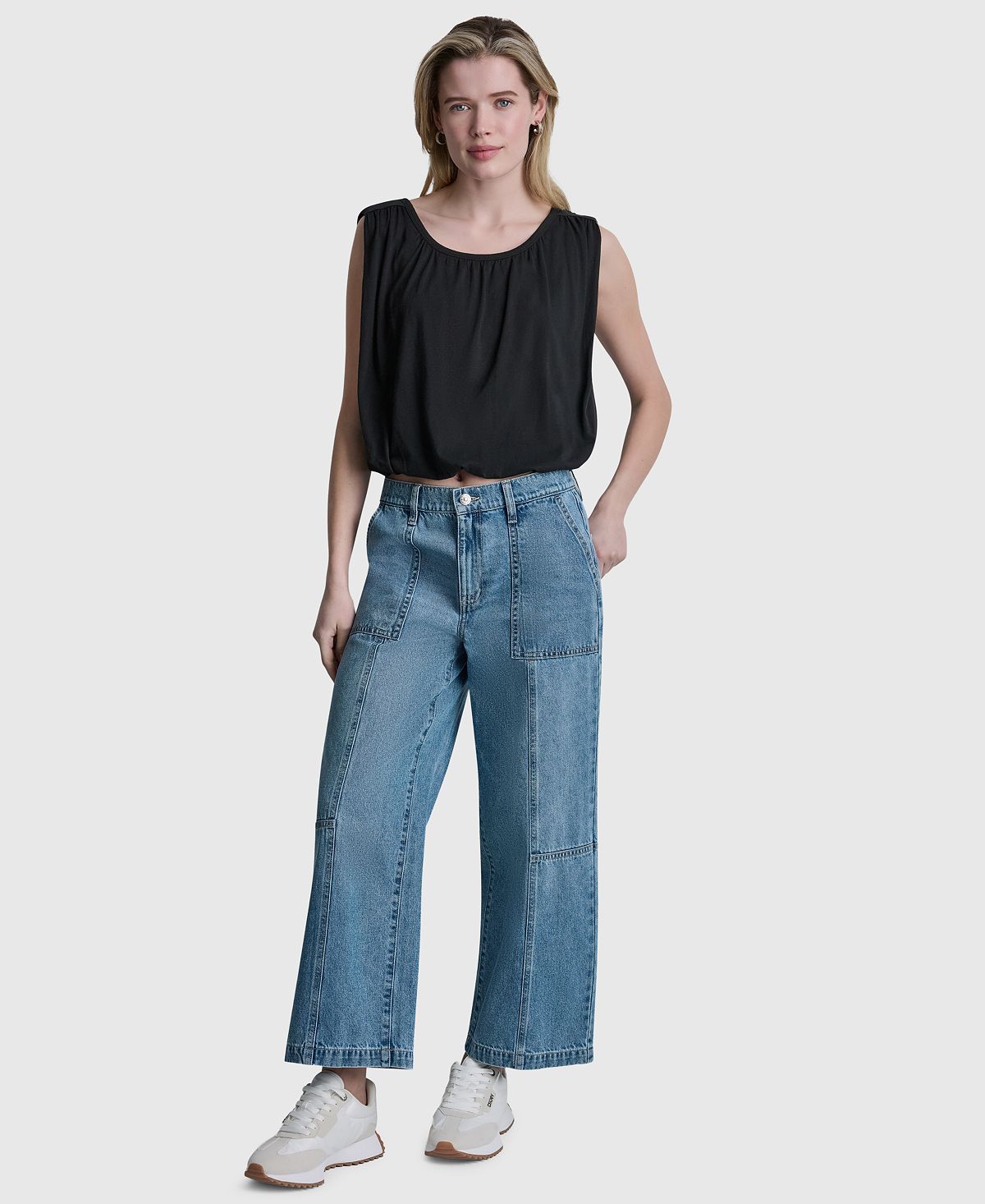 DKNY Jeans Women's High-Rise Ankle Wide-Leg Utility Cotton Jeans view 2 — MAYCSS fashion products