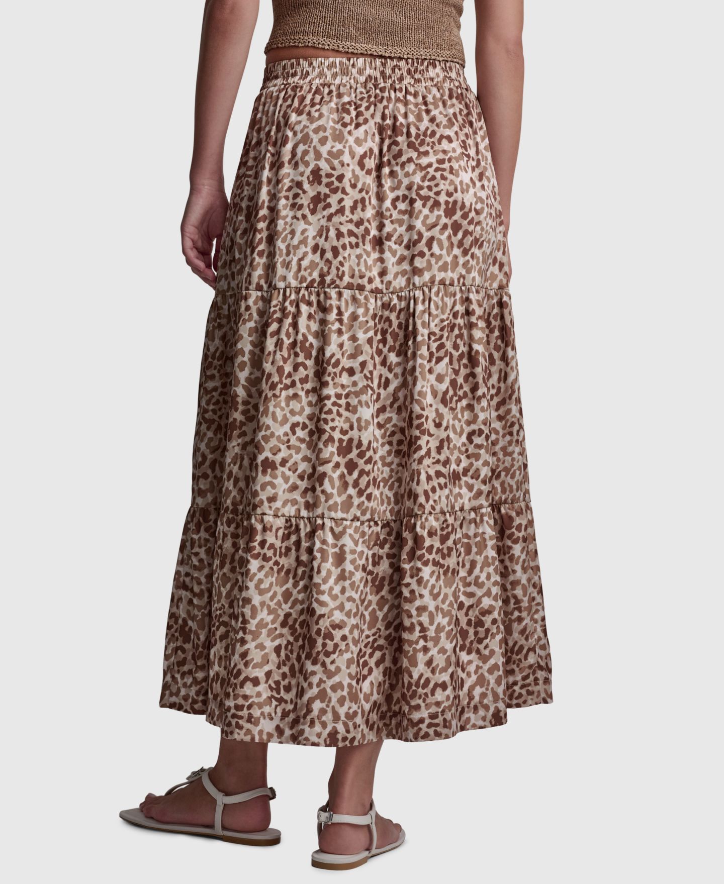Женская юбка DKNY Jeans Printed Elastic Waistband Tiered Satin, цвет: Disguis Woodsmoke — фото 6