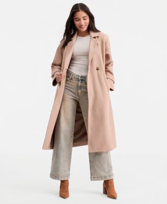 Women's Double-Breasted Patch-Pocket Maxi Coat