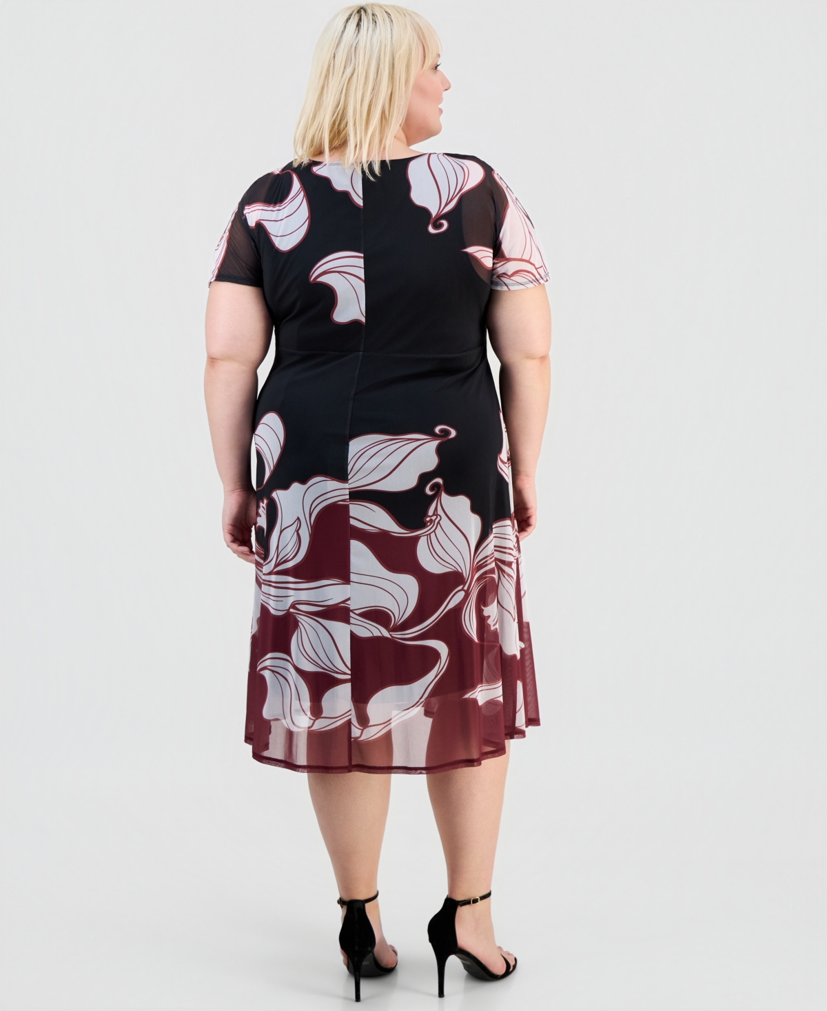 Robbie Bee Plus Placement-Print Tie-Front Dress