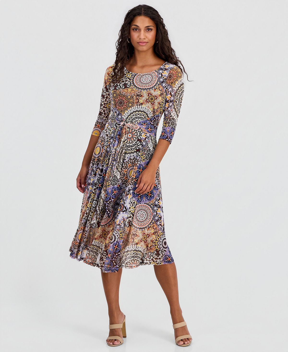 Robbie Bee Petite Tie-Front 3/4-Sleeve Midi Dress view 1 — MAYCSS fashion products