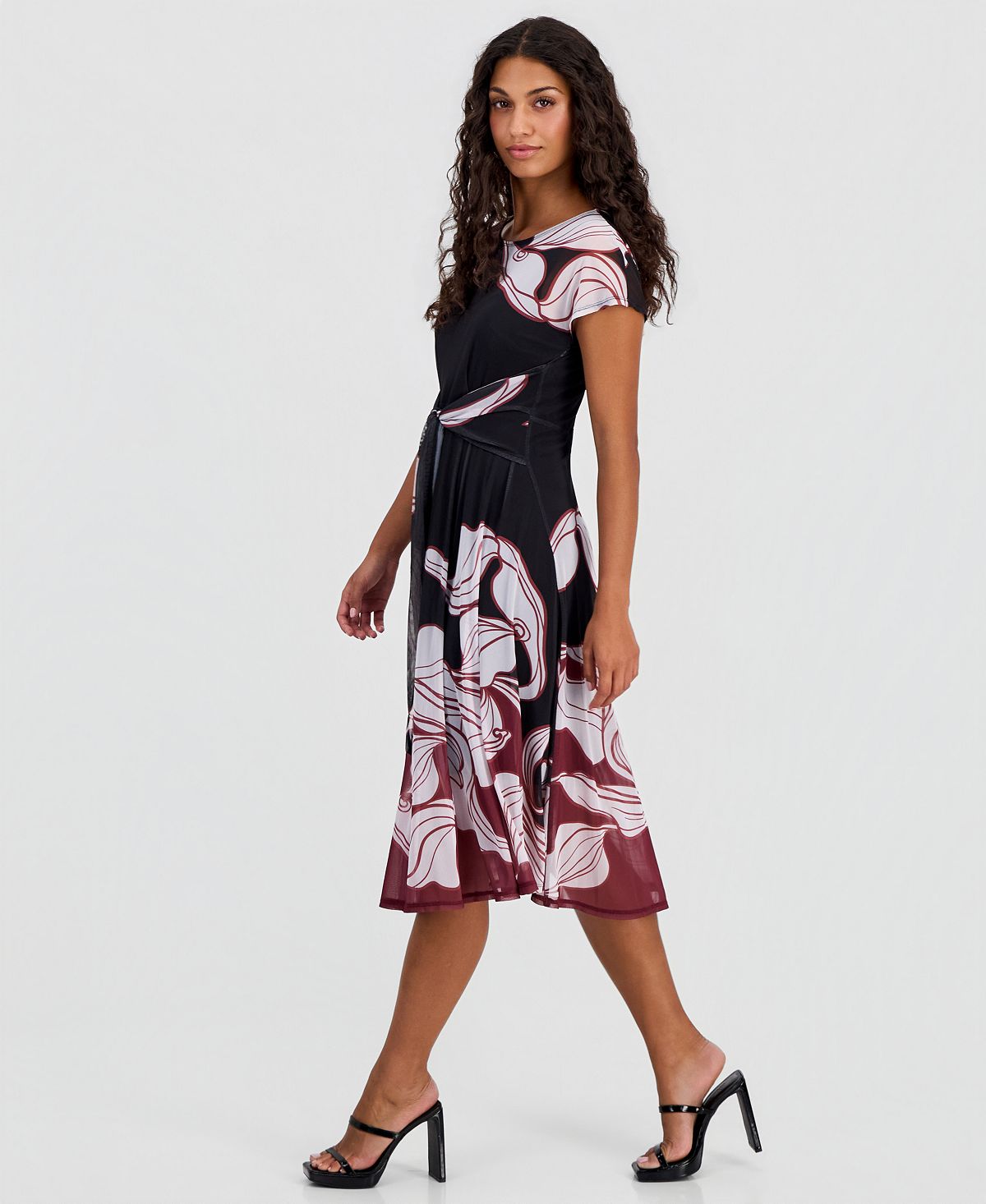 Robbie Bee Petite Placement-Print Tie-Front Dress view 4 — MAYCSS fashion products