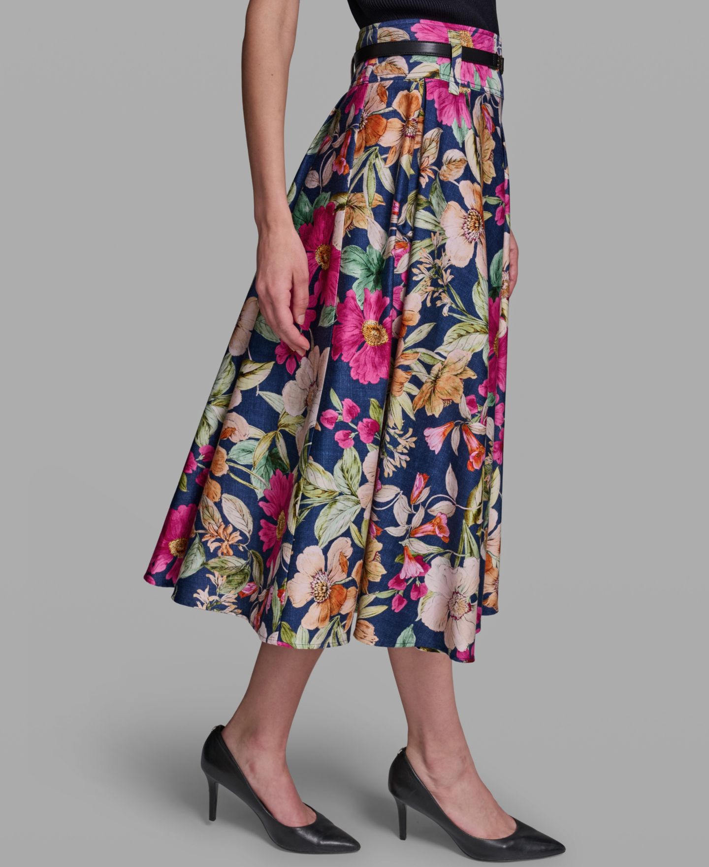 Женская юбка KARL LAGERFELD PARIS Printed Belted Midi, цвет: Пудровый разноцветный — фото 3