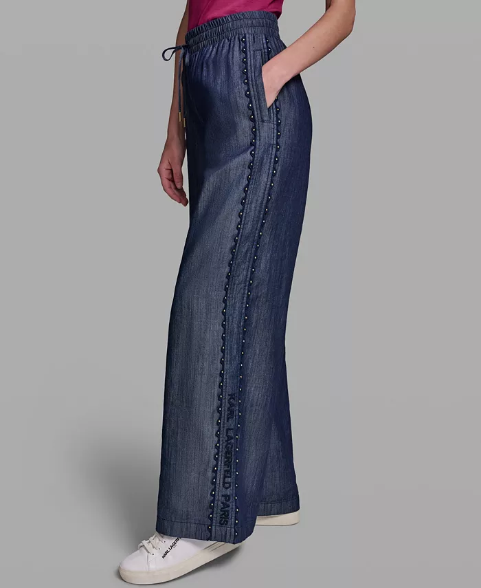 Women's Soft Drawstring Waist Side Detail Pull-On Pants - thumbnail 3